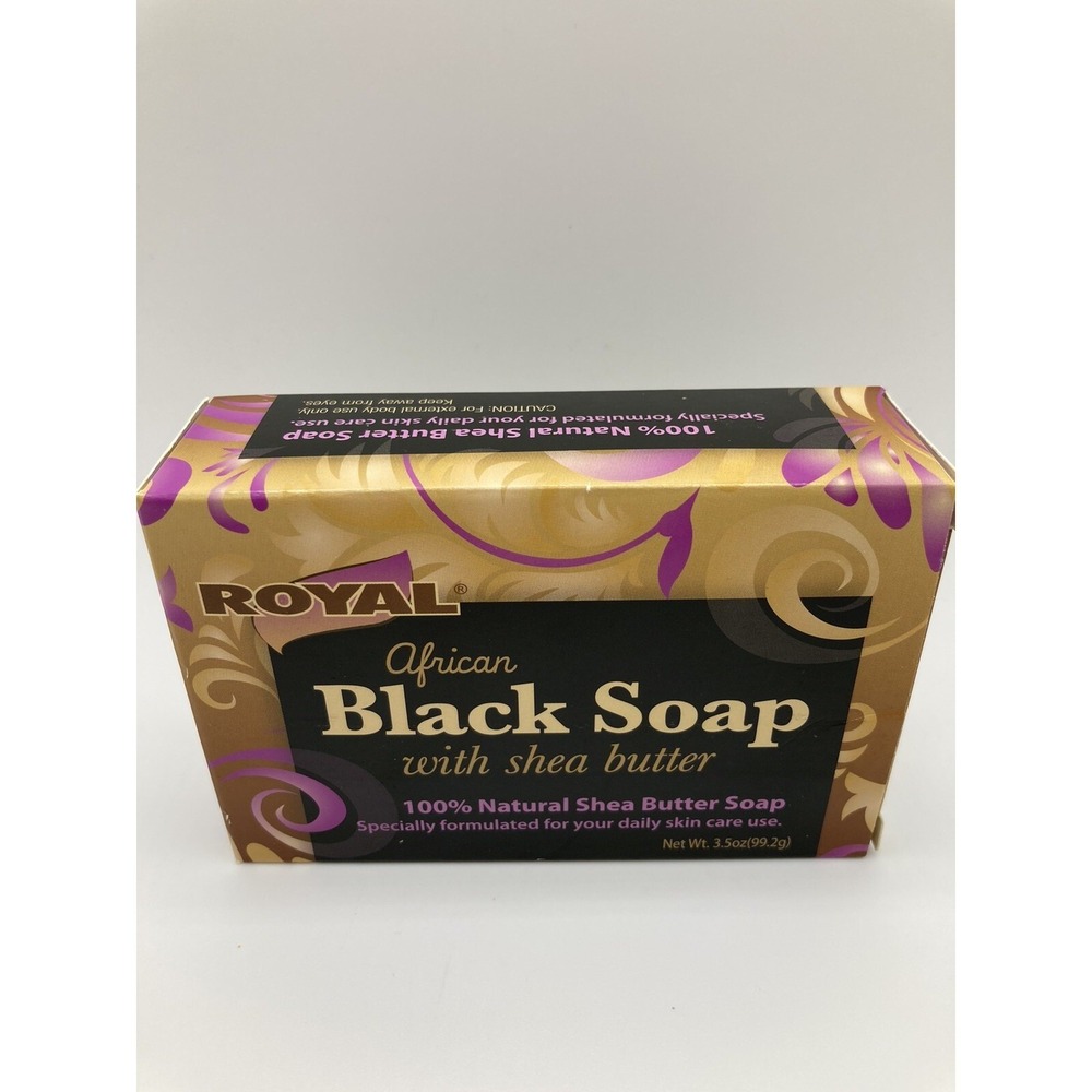 Royal African Black Soap 1 Bar 100% Natural  with Shea Butter